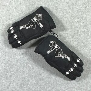 Vintage Power Rangers Black Ranger Winter Gloves Boys Size 4-7X Black Nylon Snow